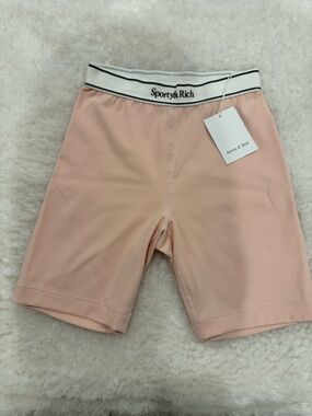 SOLD Sporty & Rich Serif Logo Cycling Shorts- Ballet NWT